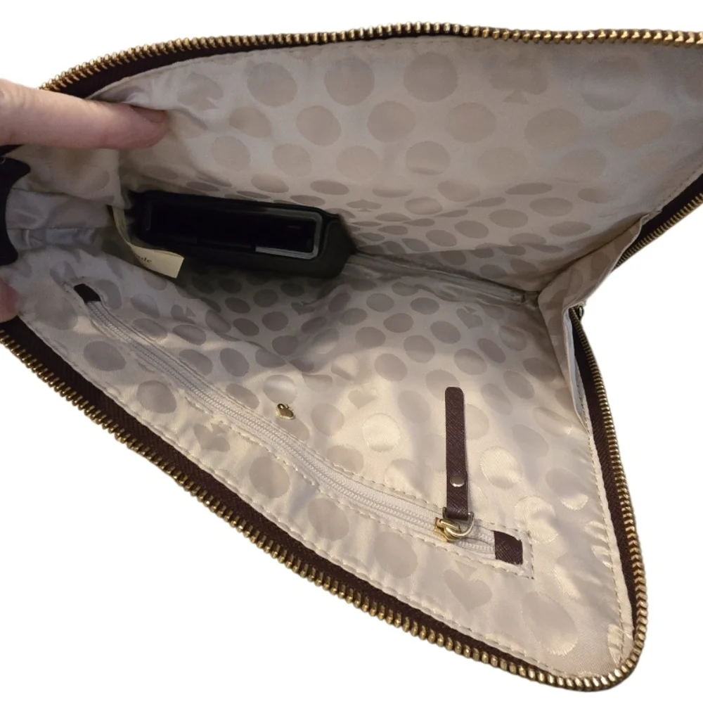 kate spade Plum Saffiano Leather Wristlet Clutch with Gold Hardware - Picture 3 of 10